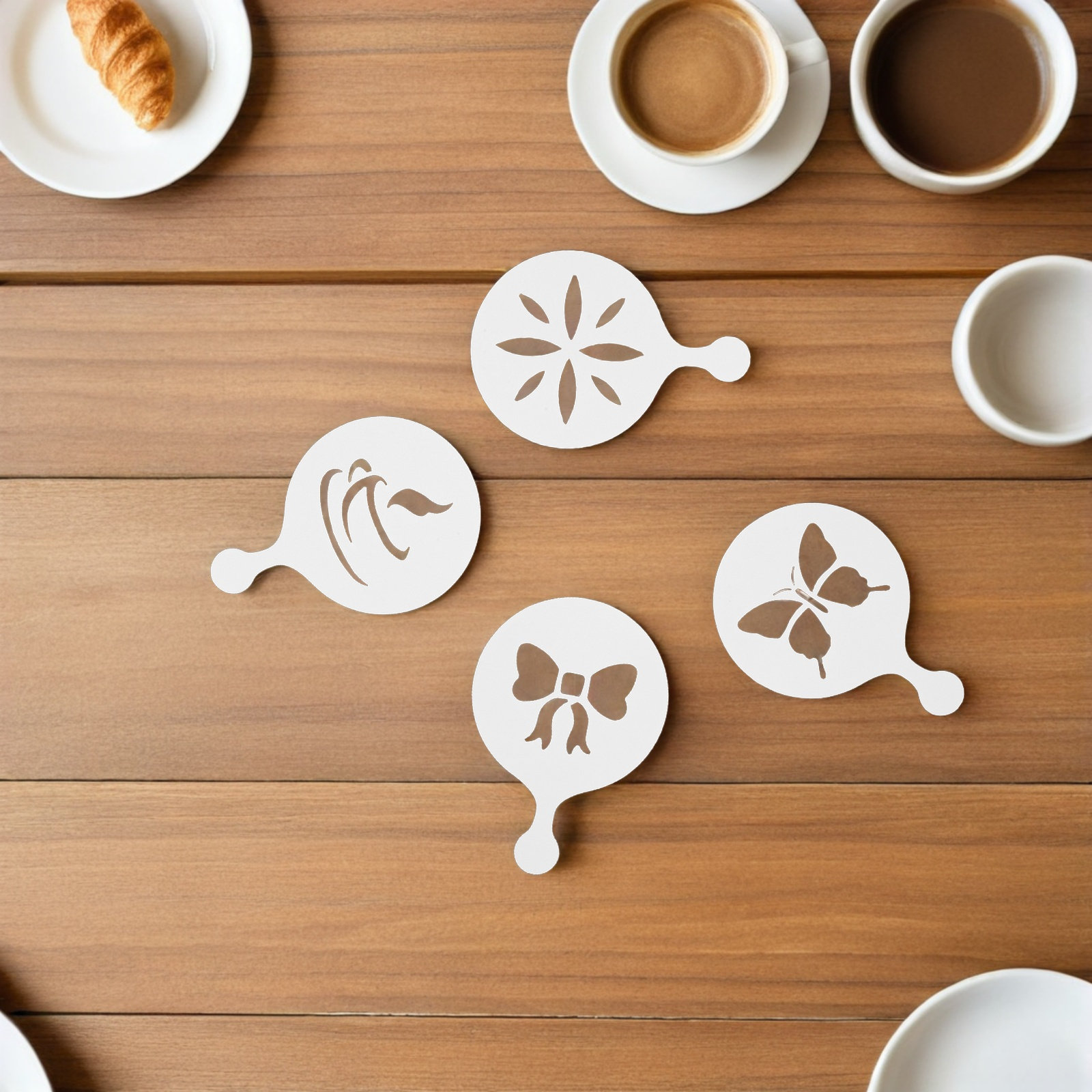 Coffee Stencil Art - Набор из 8 многоразовых пластиковых трафаретов