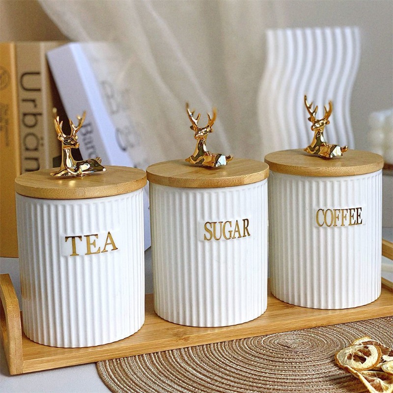 Coffee Tea And Sugar Canister Set - Набор из 3-х предметов, европейская банка