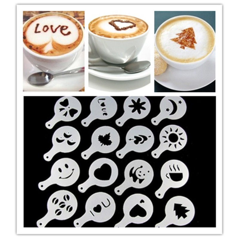 Coffee Stencil Art - 16 шт. трафареты для кофе, инструменты