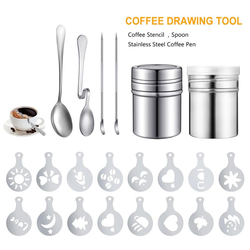 22 шт. многоразовых трафаретов – обзор и цена Coffee Stencil Art