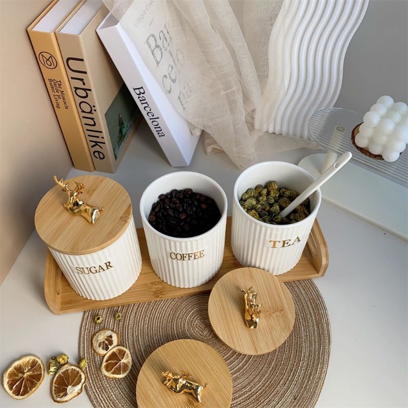 Набор из 3-х предметов, европе – обзор и цена Coffee Tea And Sugar Canister Set