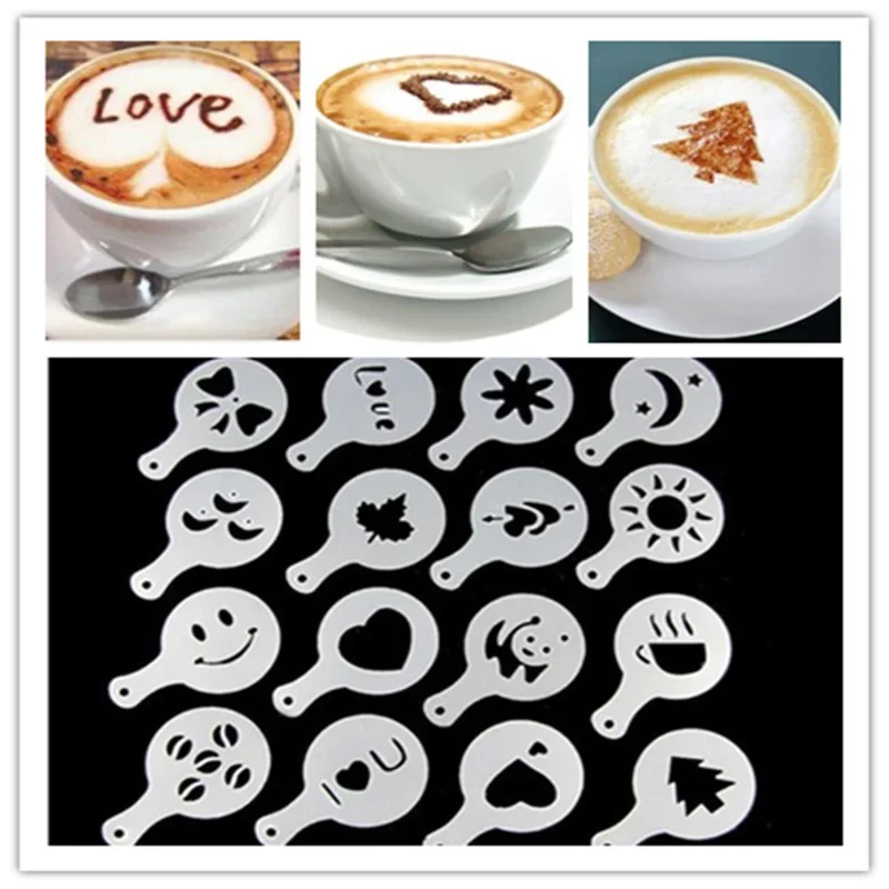 16 шт./компл. форма для кофе л – обзор и цена Coffee Stencil Art