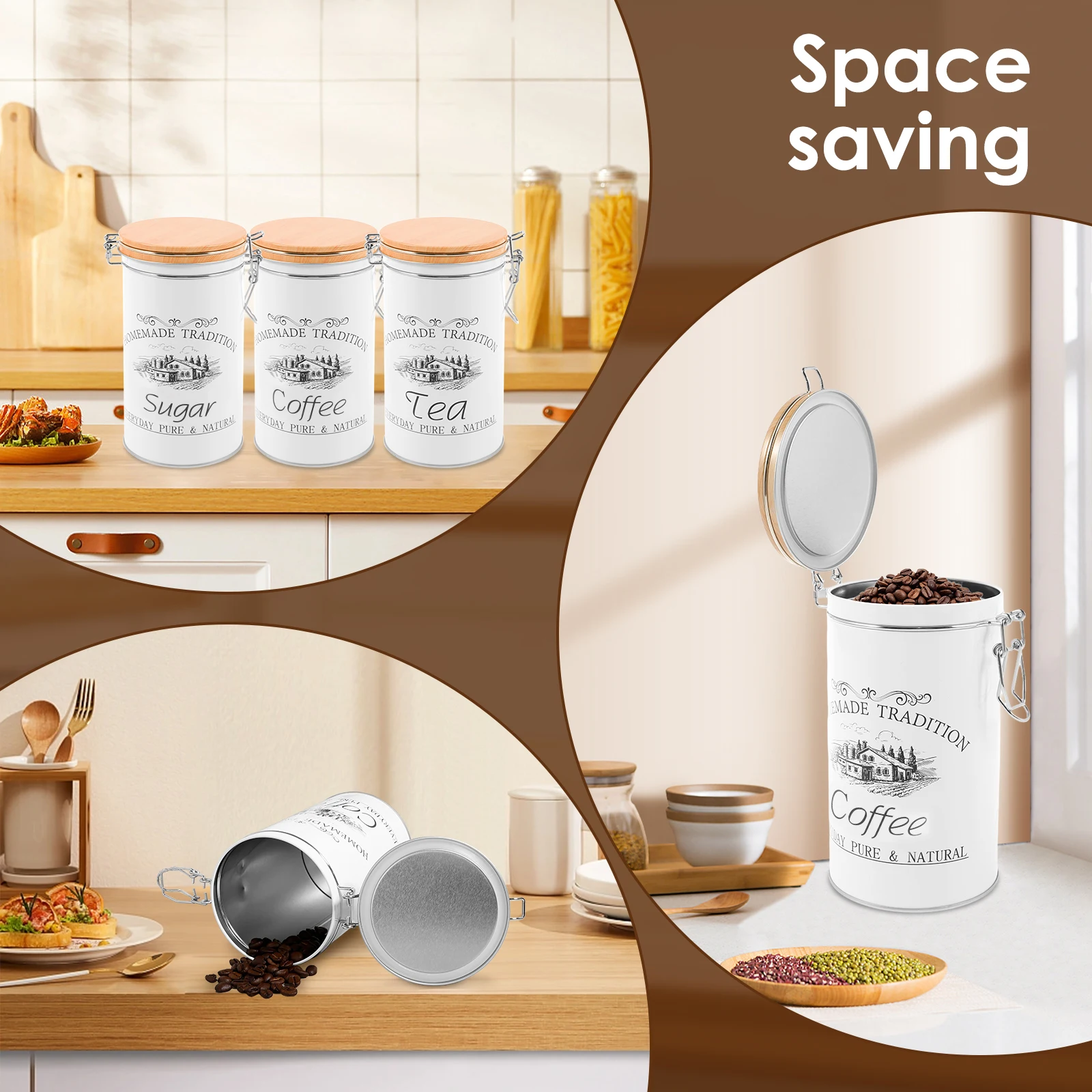 Набор из 3-х металлических бан – обзор и цена Coffee Tea And Sugar Canister Set